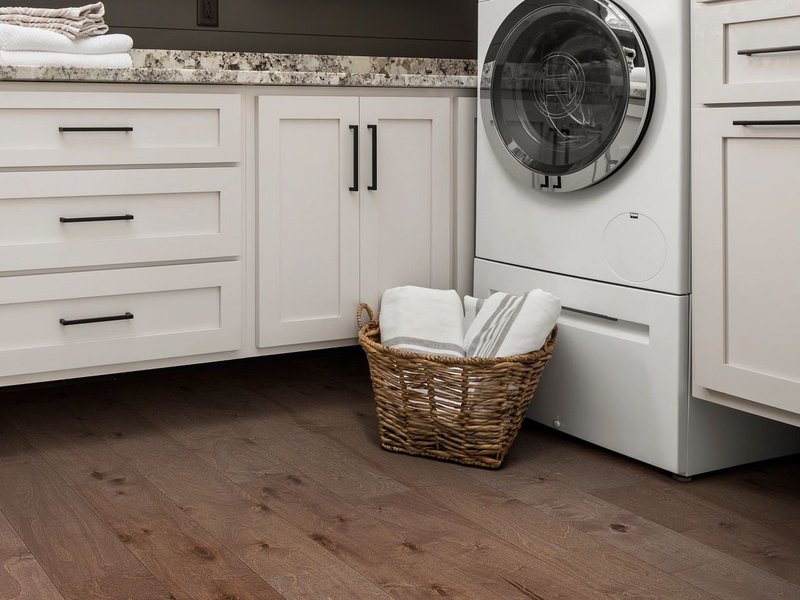 Laundry room with engineered hardwood flooring from Wholesale Flooring and Blinds in Casper, WY